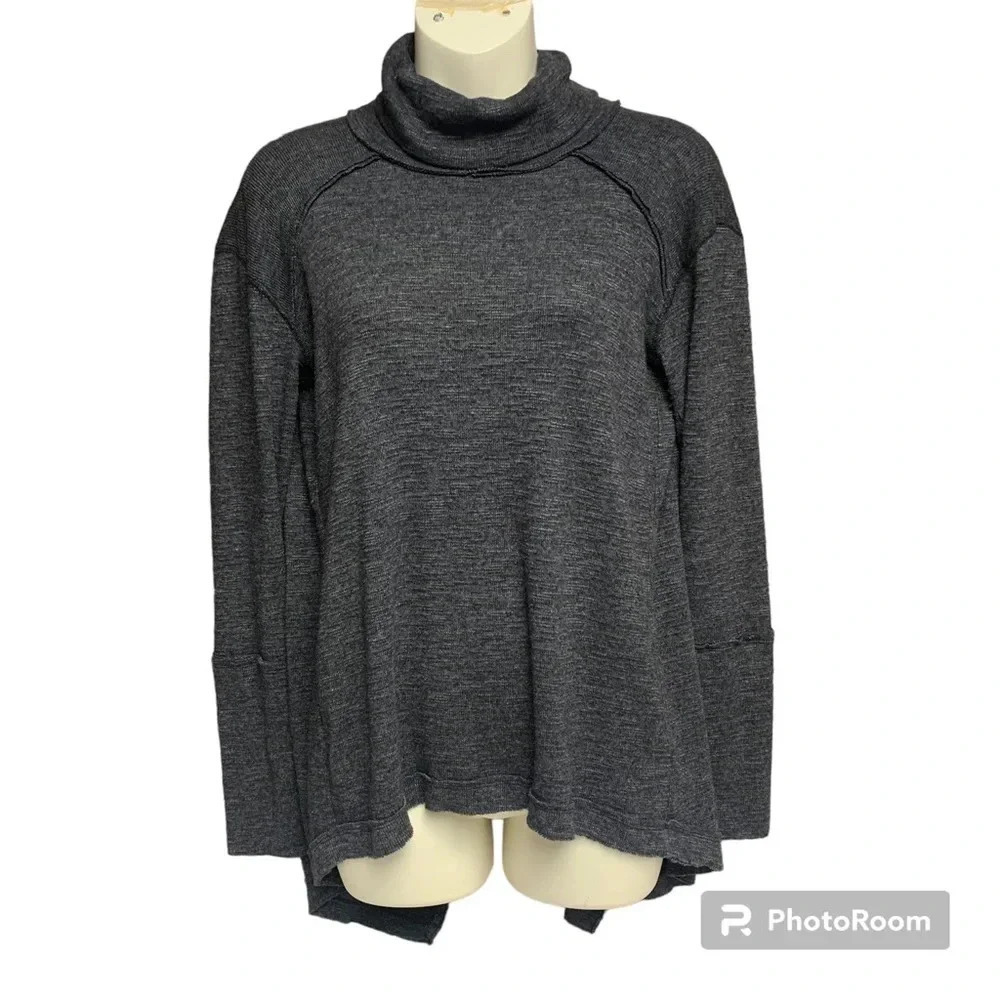 We The Free dark gray slit back cowl neck sweater size small would fit up